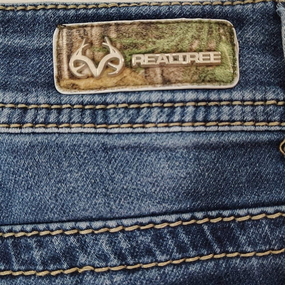 Real Tree Jeans Womens Size 31 Blue Mid Rise Stretch Slim Straight Cut Denim - Picture 6 of 16